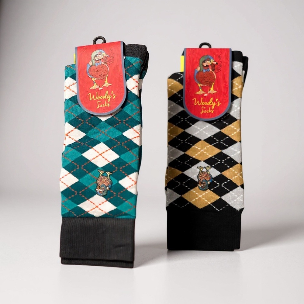 NWT Woody’s Socks Bundle of 2 Argyle Dress Socks Golf‎ Stocking Stuffer Gift